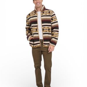 Men's High Pile Printed Plaid Sherpa Jacket W